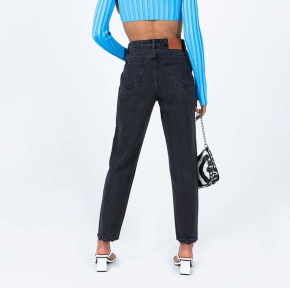 Princess Polly ZAIDEN STRAIGHT LEG JEANS BLACK DENIM Size 6 Women - Picture 2 of 12